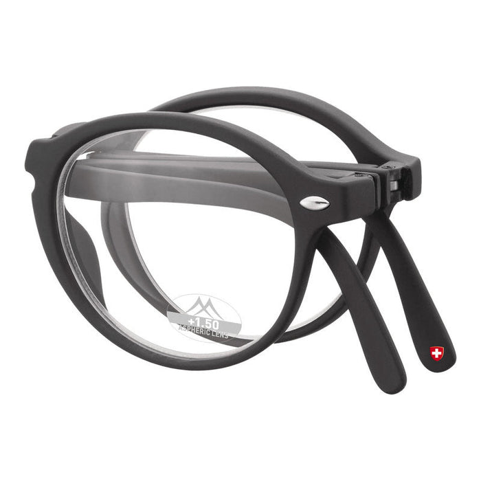 Opklapbare ronde leesbril Zwart Zwart