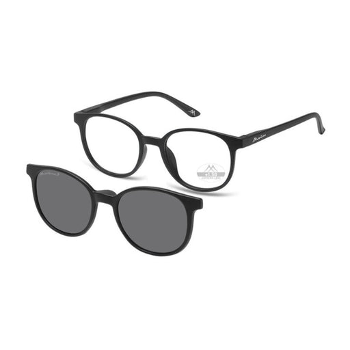 Ronde leesbril met zonneclip MRC2 Zwart Zwart